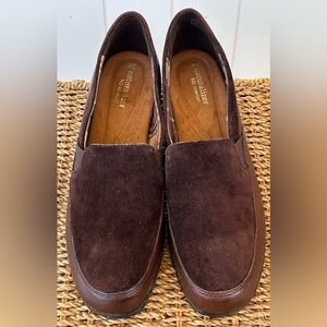 Naturalizer Hurdle Loafers Suede & Pebbled Leather Slip On Choc Brown Size 10M‎